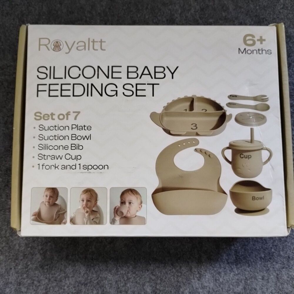 Royalty Silicone Baby Feeding Set Of 7 Tan